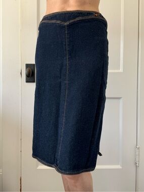 Dark Blue Denim Pencil Skirt - Unbranded
